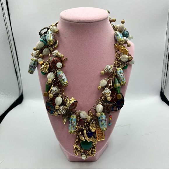 Jewelry - Vintage dragon 1960s handmade chunky charm Statement pendant Necklace